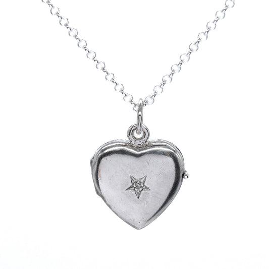 Sterling silver Diamond Heart Locket Necklace