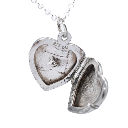 Sterling silver Diamond Heart Locket Necklace