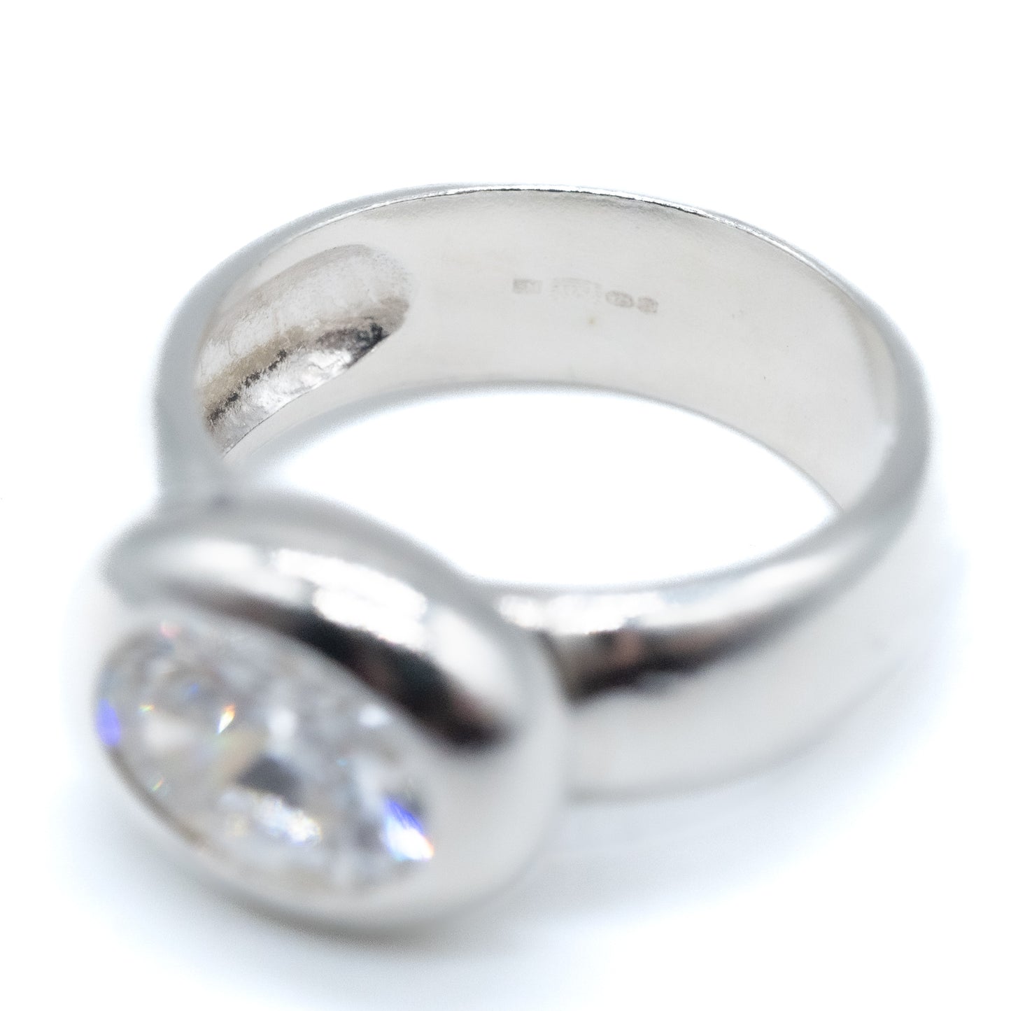 Sterling Silver Chunky Bubble CZ Ring - Size UK O / US 7