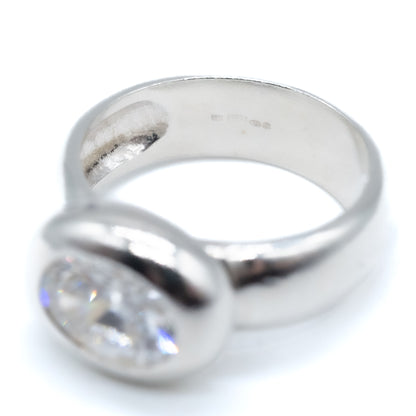 Sterling Silver Chunky Bubble CZ Ring - Size UK O / US 7