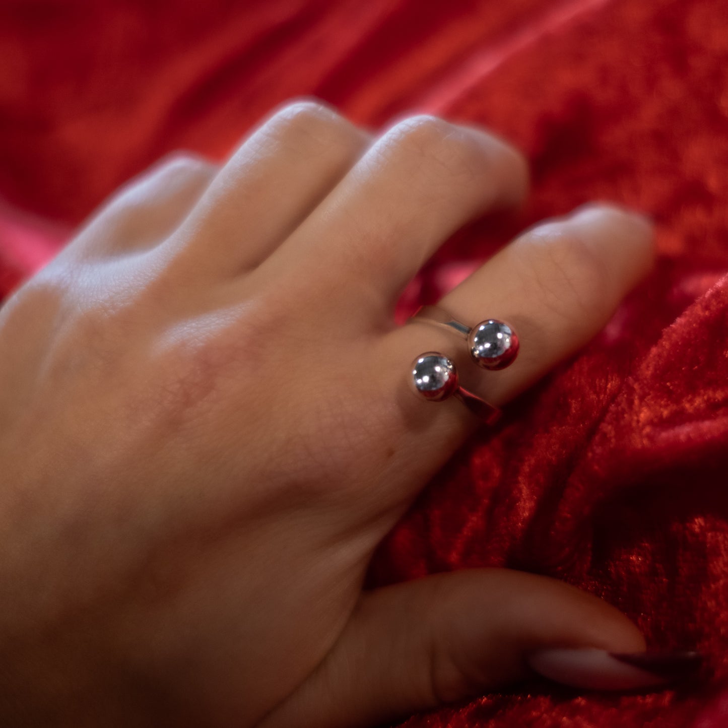 Sterling Silver Adjustable Silver Ball Ring