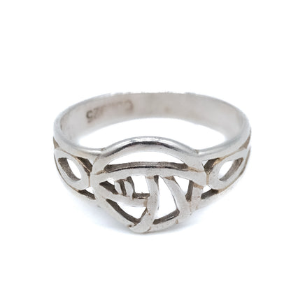 Sterling Silver Eye of Horus Ring - Size UK O / US 7