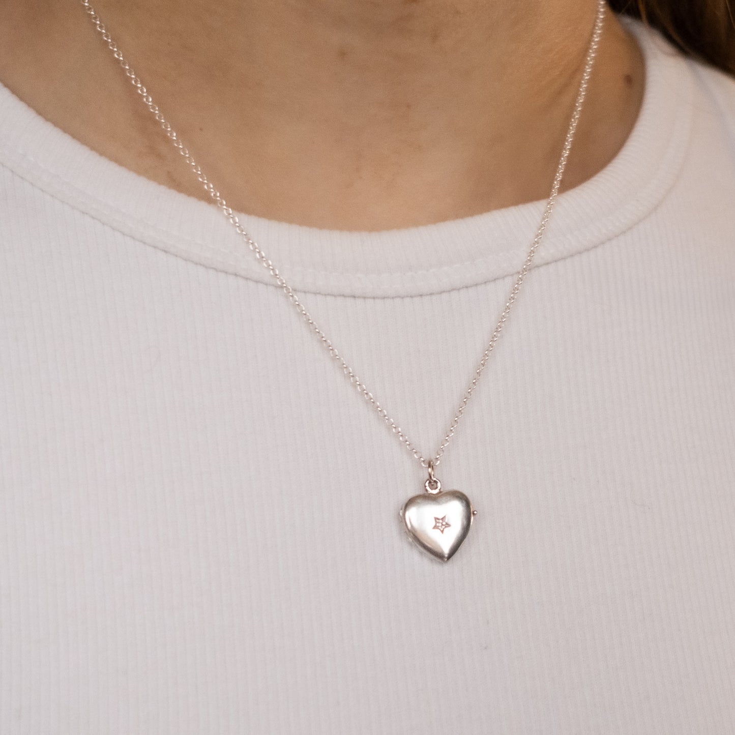 Sterling silver Diamond Heart Locket Necklace