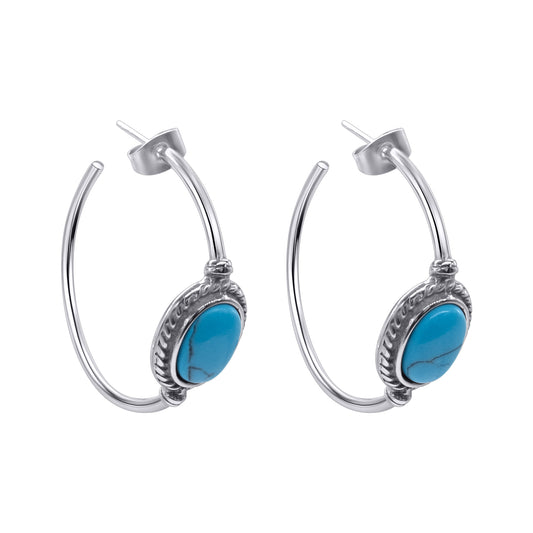 Outlaw turquoise western hoops