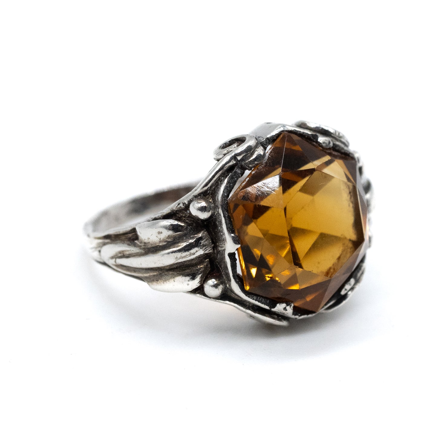 Sterling Silver Hexagon Cocktail Ring - Size UK M / US 6