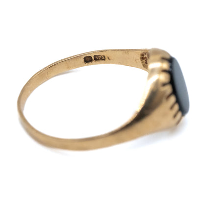 9ct Gold Onyx Signet Ring - Size UK M / US 6