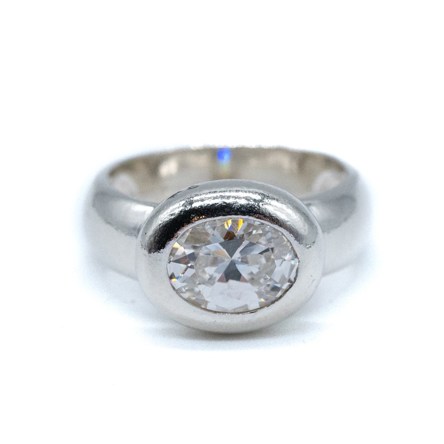 Sterling Silver Chunky Bubble CZ Ring - Size UK O / US 7