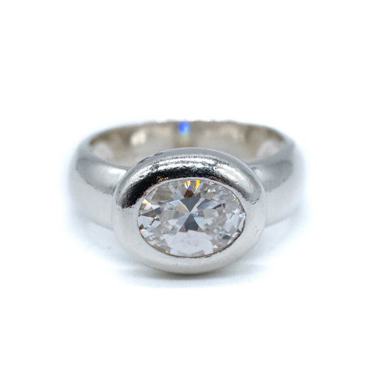 Sterling Silver Chunky Bubble CZ Ring - Size UK O / US 7