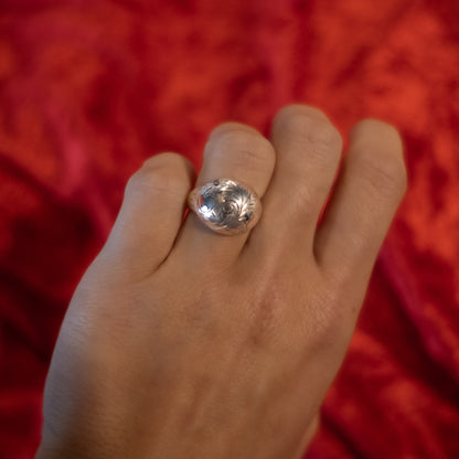 Sterling Silver Engraved Dome Ring - Size UK J / US 5