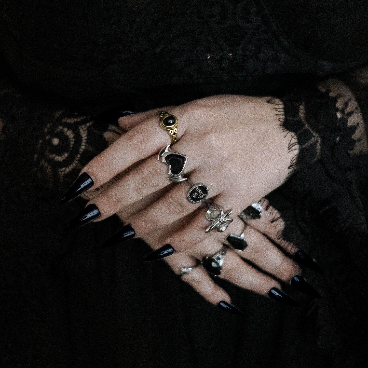 Gold Drusilla Black Gemstone Ring