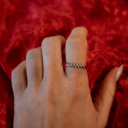 Sterling Silver Twisted Stacking Band - Size UK O / US 7