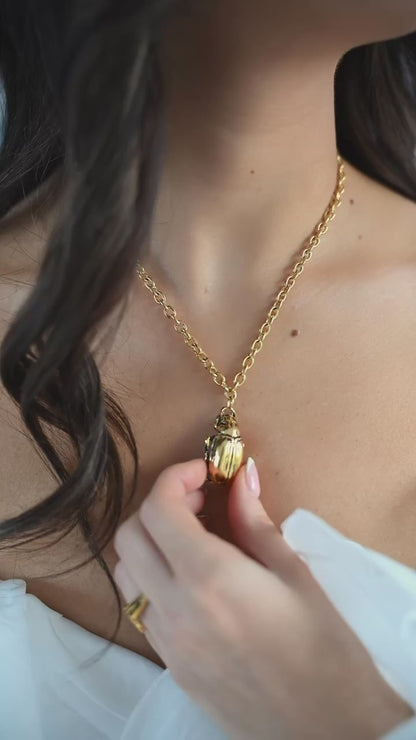 Gold Beetle Necklace