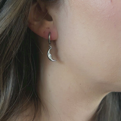 Man in the Moon Hoop Earrings