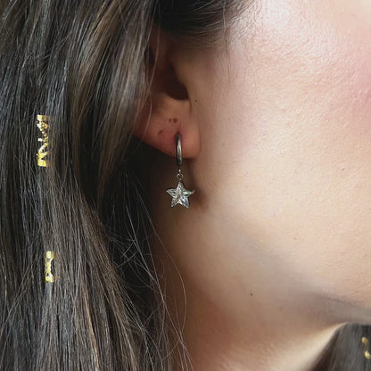 Star Gem Hoop Earrings