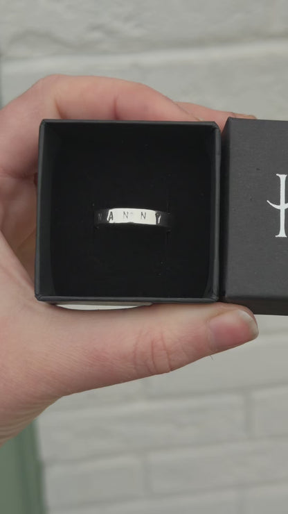 Hand Stamped Personalised Sterling Silver Name Ring