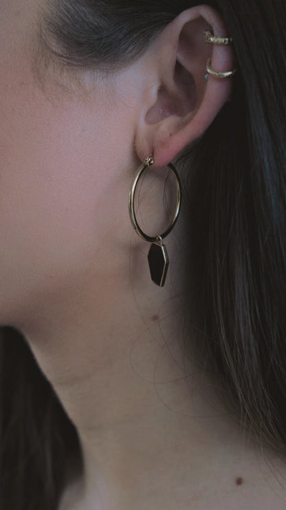 Gold Crypt Black Coffin Gothic Hoops