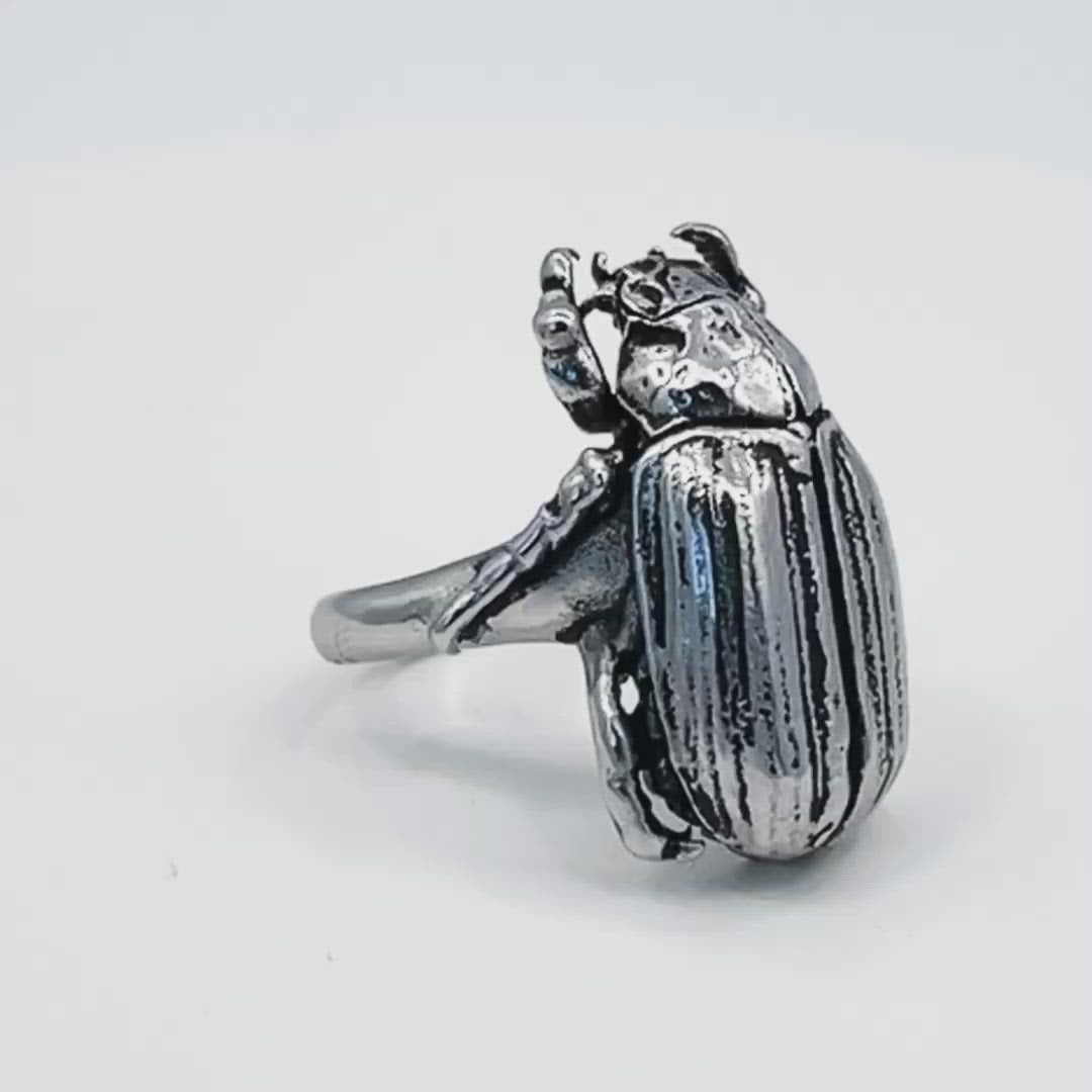 Silver scarab clearance ring