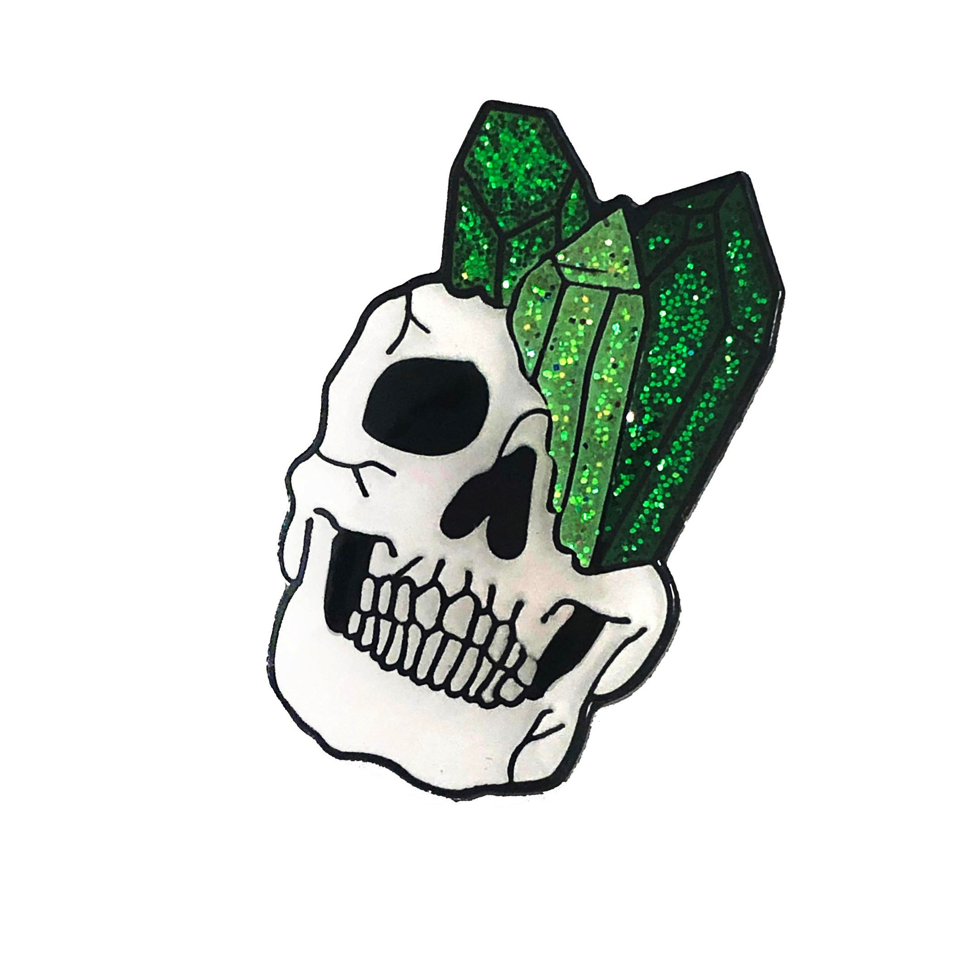 Green Sparkle Skull Pin mysticumluna2021