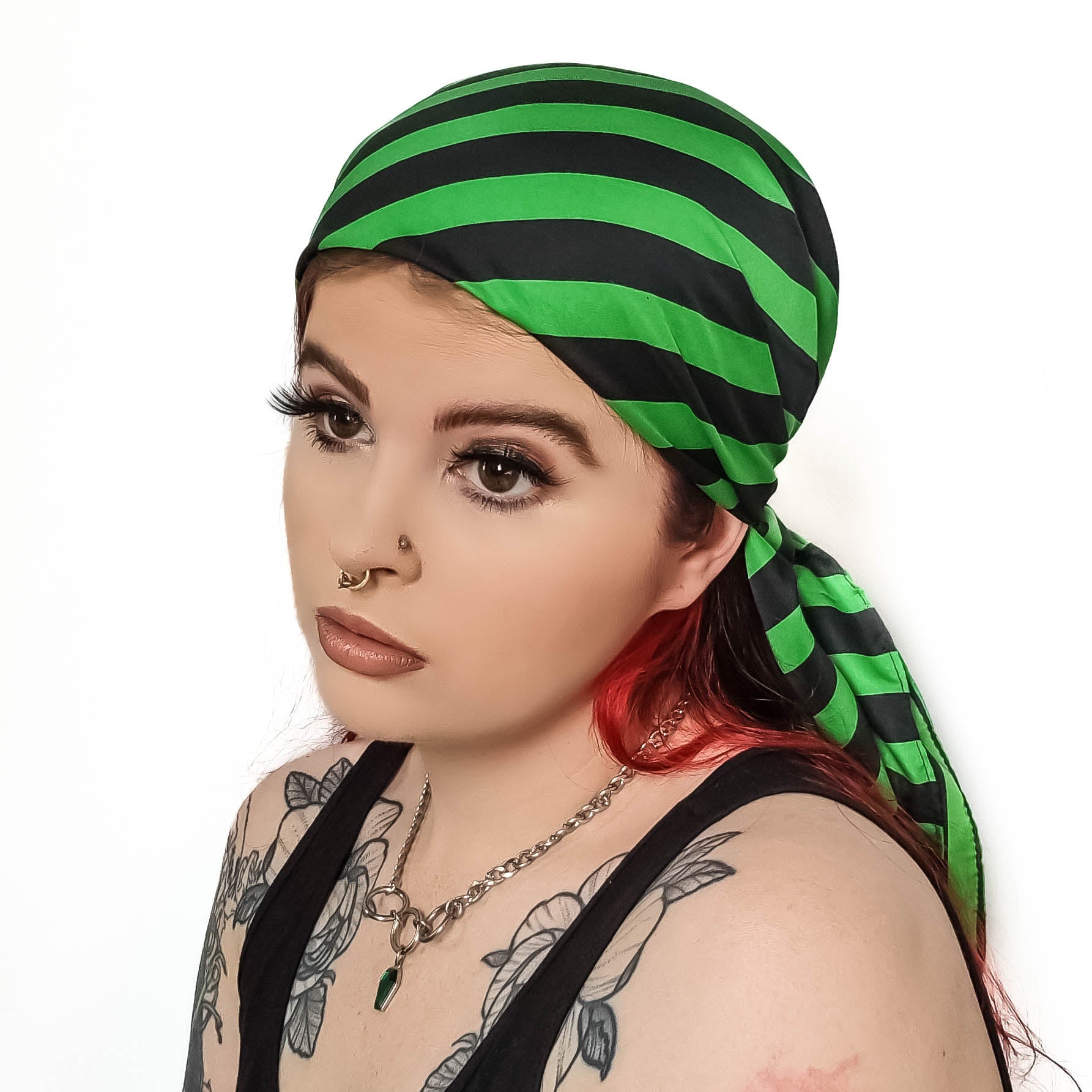 Green and Black Striped Headscarf Mysticum Luna