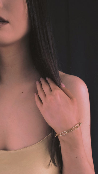Paperclip Chain Gold Bracelet