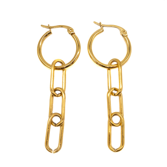 Paperclip Chain Gold Hoop Earrings Mysticum Luna