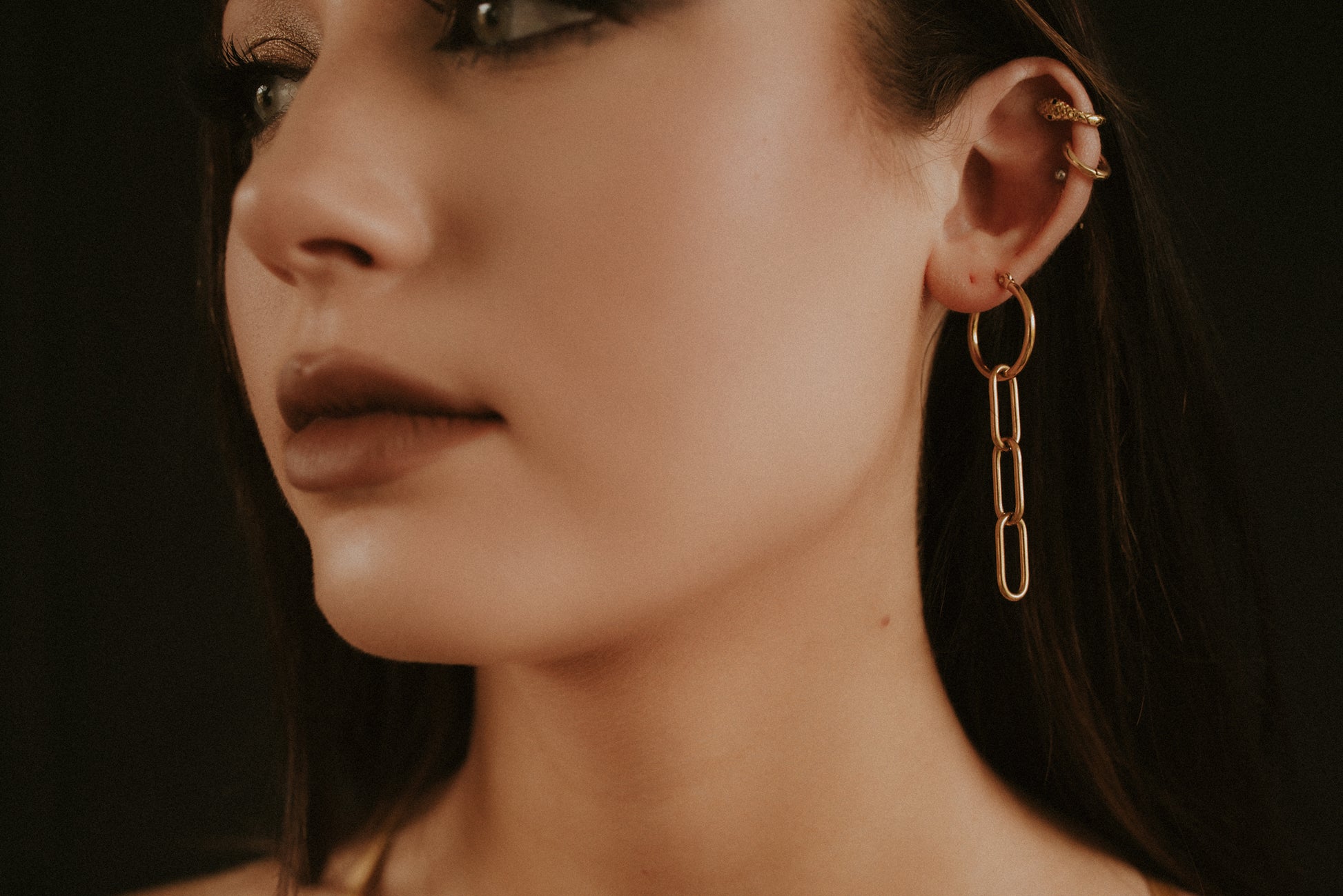 Paperclip Chain Gold Hoop Earrings Mysticum Luna