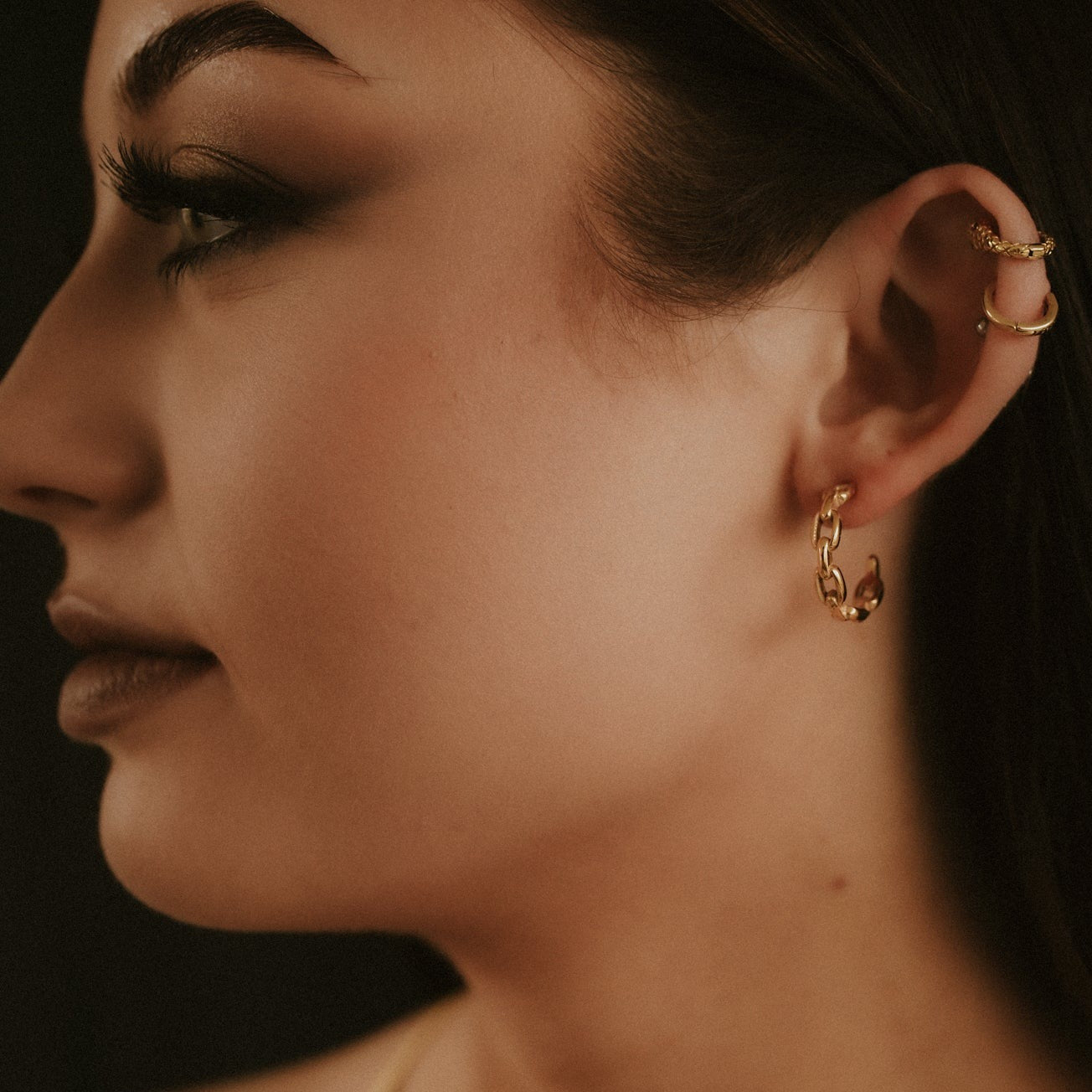 Chained Up Gold Chain Hoop Earrings Mysticum Luna