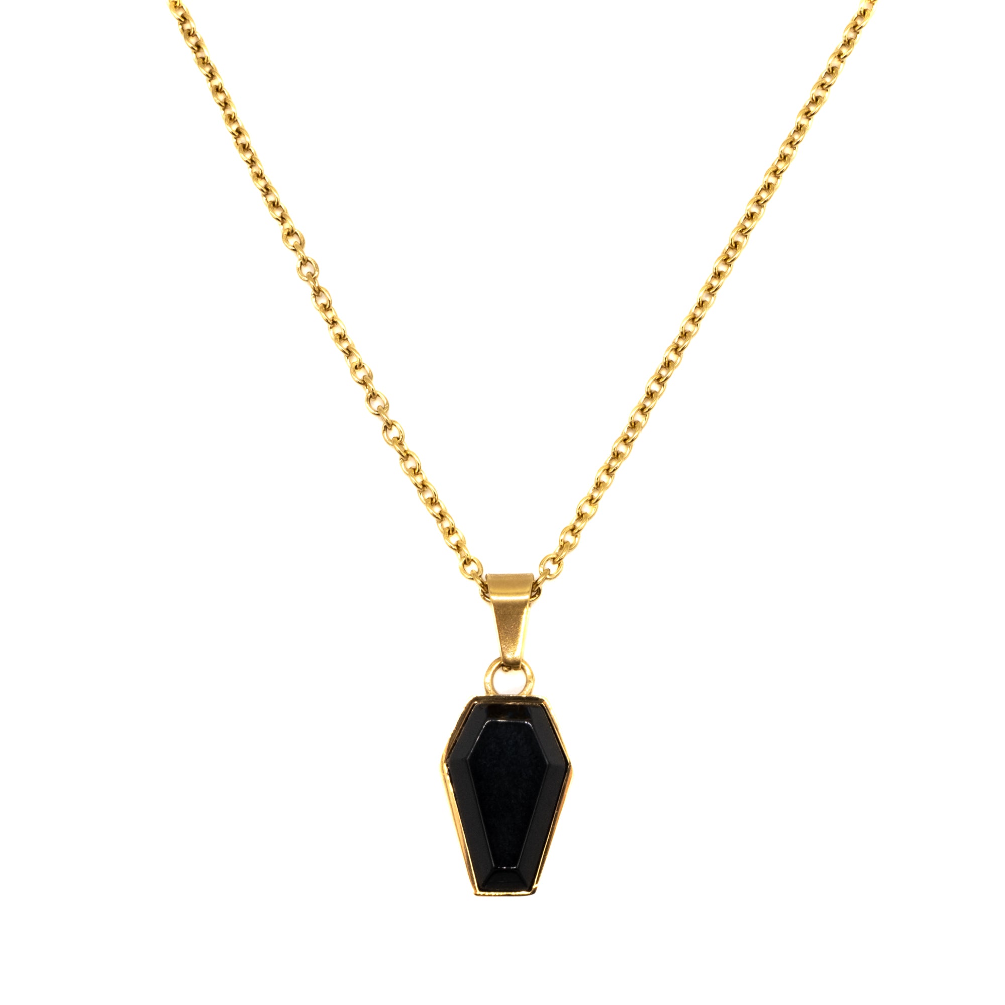 Gold Crypt Black Coffin Gothic Necklace